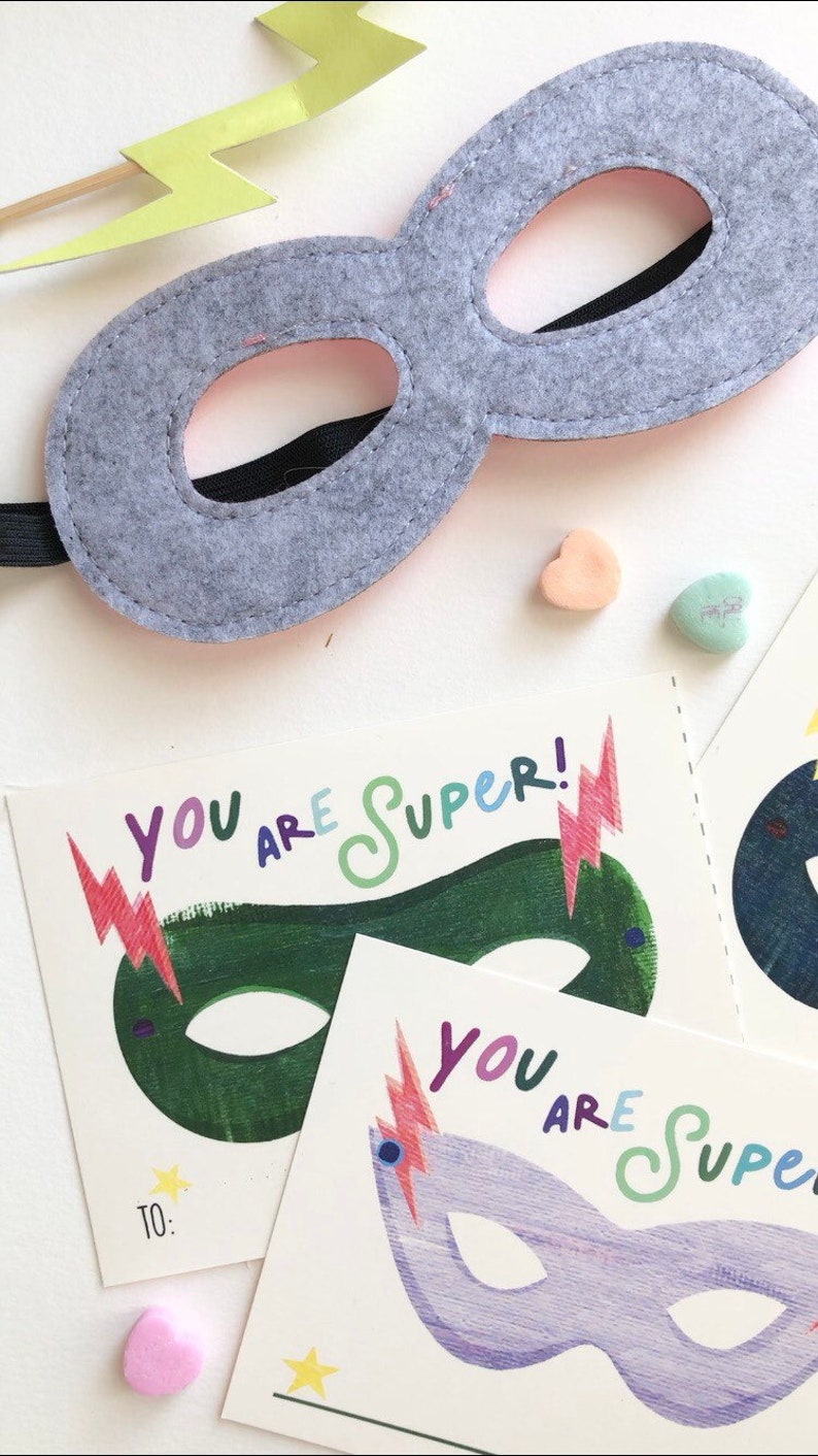 PRINTABLE Valentines Kids: Super Hero Mask DIGITAL DOWNLOAD image 9