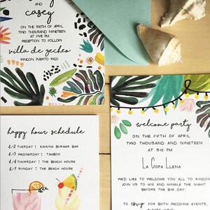 Jungle Botanical Invitation Suite: Three Card Wedding Invites