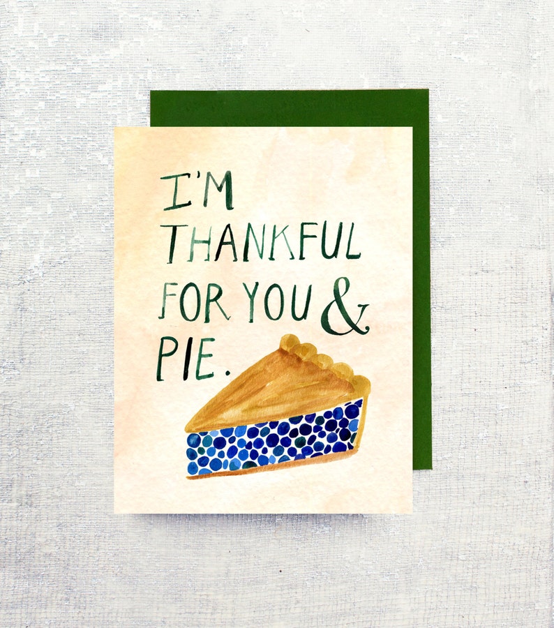 Thankful Pie Single Card Etsy