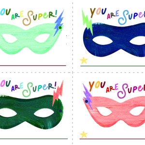 PRINTABLE Valentines Kids: Super Hero Mask DIGITAL DOWNLOAD image 4