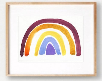 Rainbow "Mulberry" Illustration: Custom Watercolor Painting in 5x7 or 8x10 or 12x12