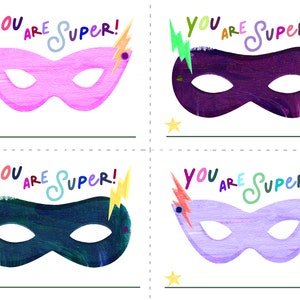 PRINTABLE Valentines Kids: Super Hero Mask DIGITAL DOWNLOAD image 3