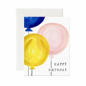 Happy Birthday Balloon Single Card: Blank Inside