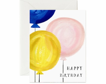 Happy Birthday Balloon Single Card: Blank Inside