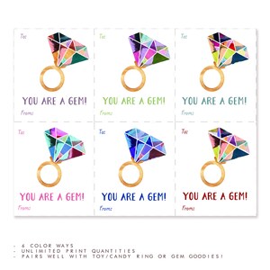 PRINTABLE Valentines for Kids: You are a Gem DIGITAL DOWNLOAD image 3