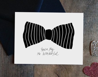 Bow Tie Card: Mr Wonderful Black and White Single Card