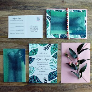 Botanical Invitation Suite: Tropical, Hand Painted, Lush Greens image 2