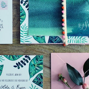 Botanical Invitation Suite: Tropical, Hand Painted, Lush Greens image 1