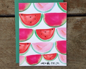 Watermelon One in a Melon Single Card: Blank Inside