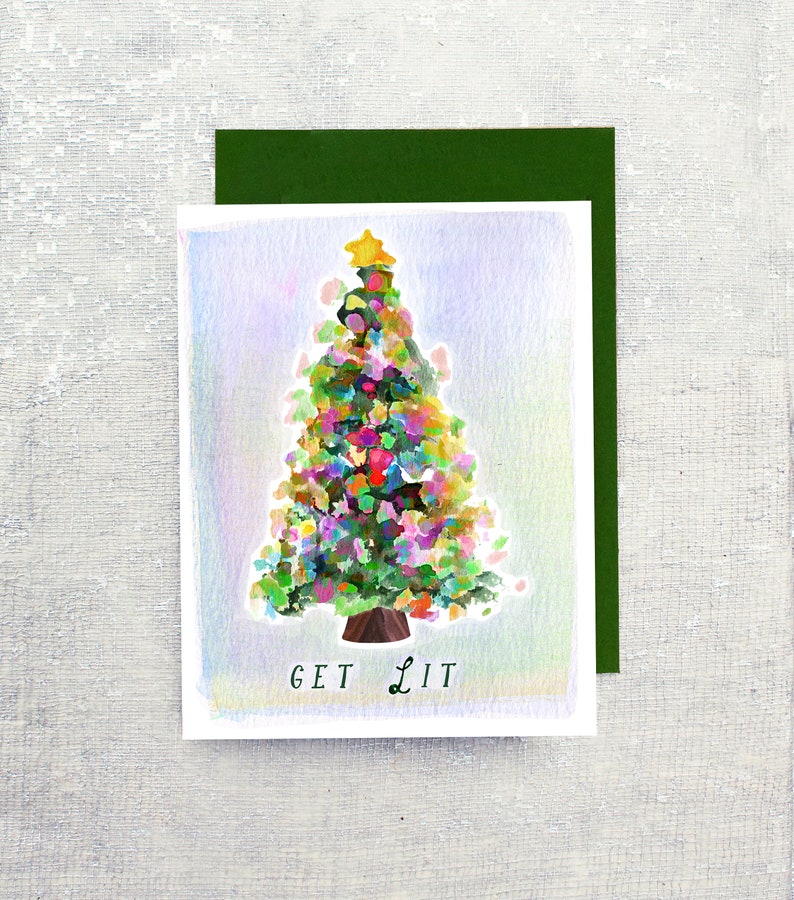 Get Lit Christmas Tree: Single Card Blank Inside image 1