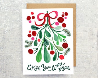 Mistletoe Card Wish You Were Here: Box Set of 6 Cards