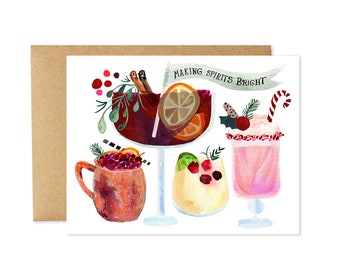 Making Spirits Bright Holiday: Box Set 6 cards (Blank Inside)