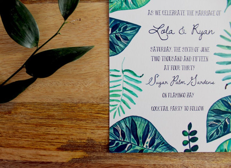 Botanical Invitation Suite: Tropical, Hand Painted, Lush Greens image 4