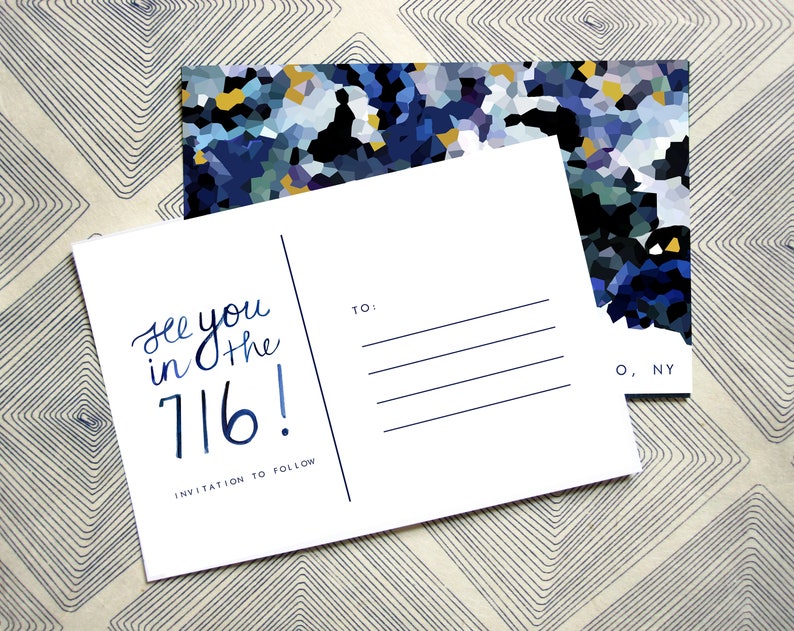 Save the Date Postcard: Watercolor, modern, geometric 4 x 6 image 3