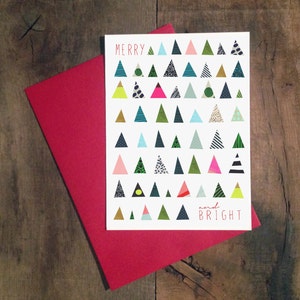 Merry and Bright Holiday Card Single Card: Mini Triangle Trees, Brights & Neons image 4