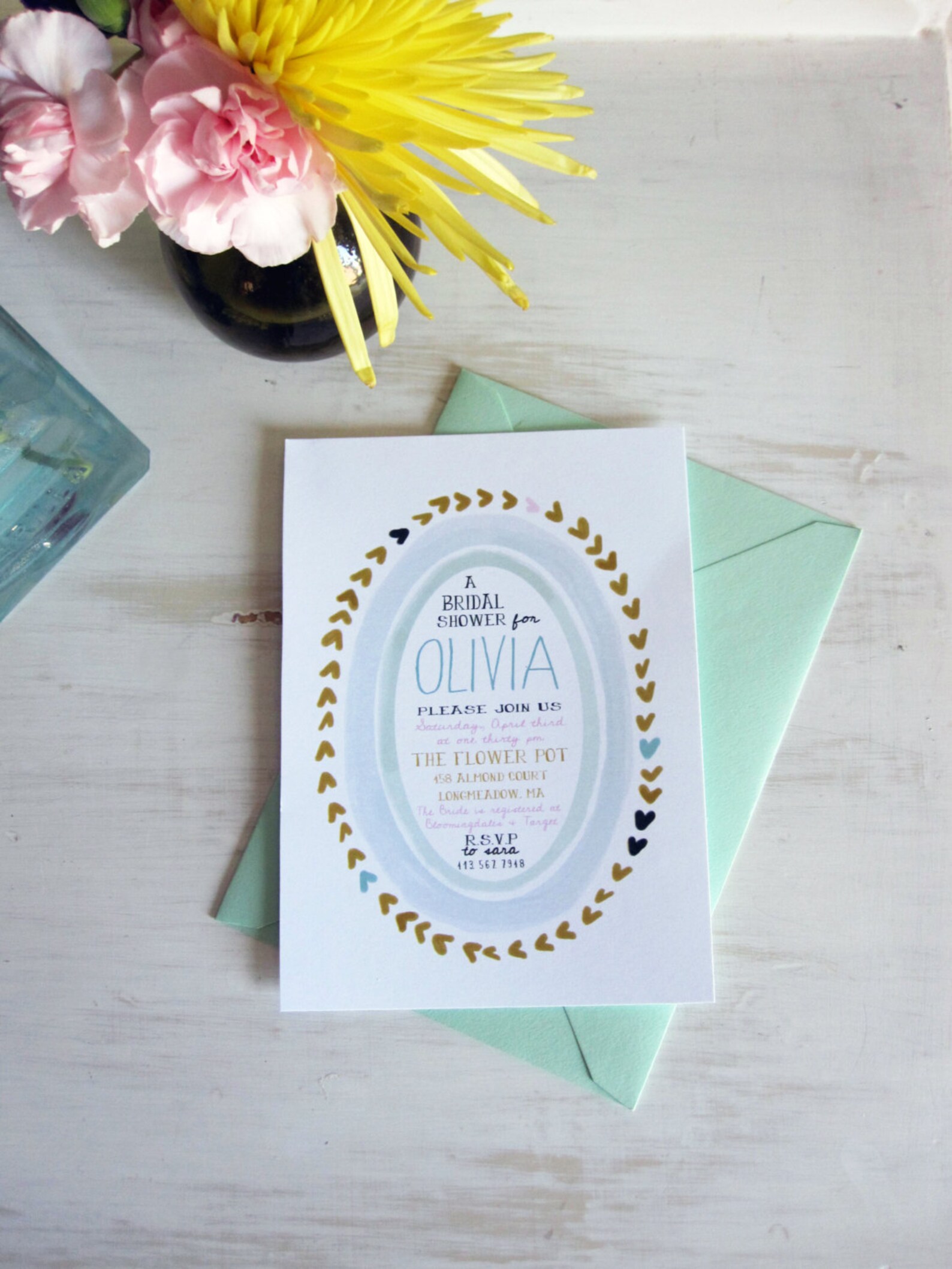 Bridal Shower Invitation Set Whimsical Design in Soft Colors. Etsy
