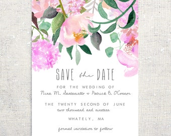 Save the Date: Watercolor Floral Blush Neutrals
