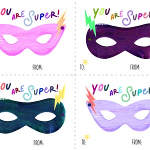 PRINTABLE Valentines Kids: Super Hero Mask DIGITAL DOWNLOAD image 5