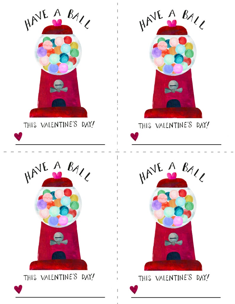 PRINTABLE Valentines Kids: Gumball have a Ball | Etsy