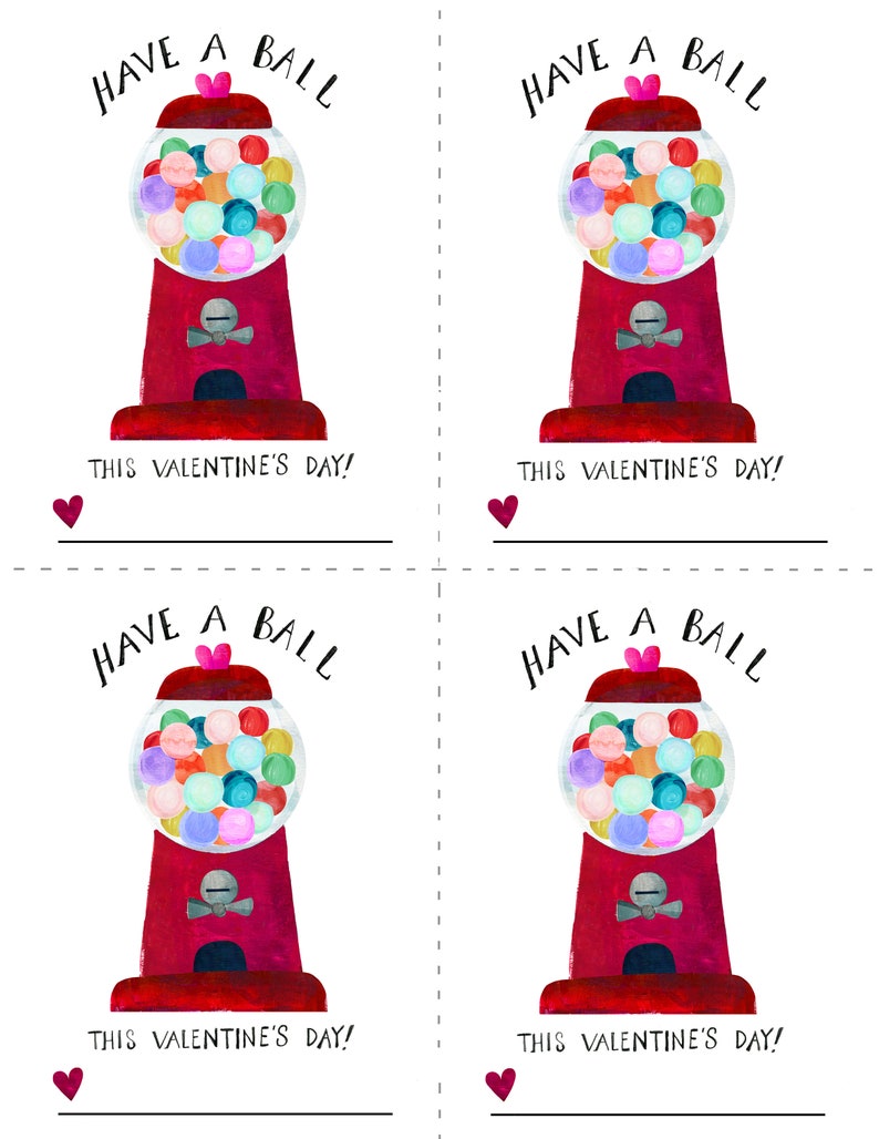 PRINTABLE Valentines Kids: Gumball Have a Ball DIGITAL DOWNLOAD image 3