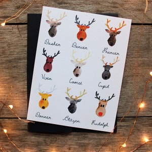 Reindeer Mugshots Watercolor Holiday Single Card: Blank Inside image 2