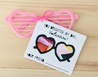 PRINTABLE Valentines Kids Heart Sunnies: For school  DIGITAL DOWNLOAD