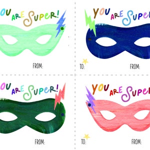 PRINTABLE Valentines Kids: Super Hero Mask DIGITAL DOWNLOAD image 6