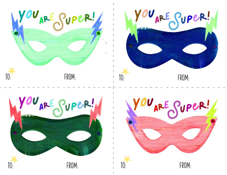 PRINTABLE Valentines Kids: Super Hero Mask DIGITAL DOWNLOAD image 6