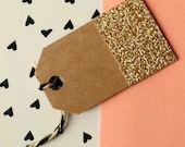 Mini Tags: Glitter-Dipped Kraft Tags