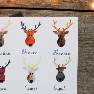 Reindeer Mugshots Watercolor Holiday Single Card: Blank Inside image 3
