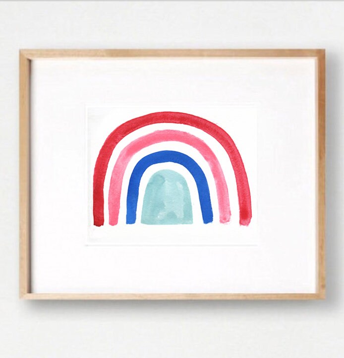 Arc en Ciel Popsicle Illustration Peinture Aquarelle Personnalisée 5 X 7 ou 8 10 12 12