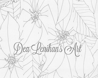 Gorgeous Poinsettias Garland Coloring Page