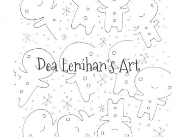 Christmas Gingerbread Man Coloring Page--Instant Download