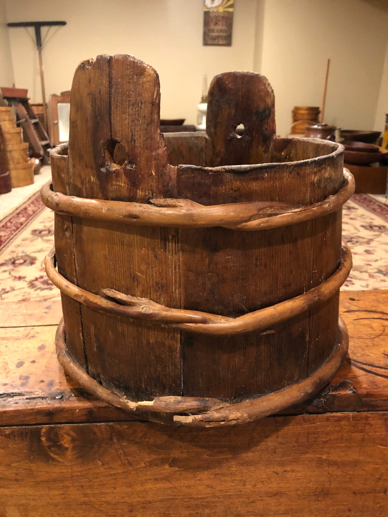 Acheter Seau En Bois Pour Puit Seau de puits en bois primitif antique avec des bandes | Etsy