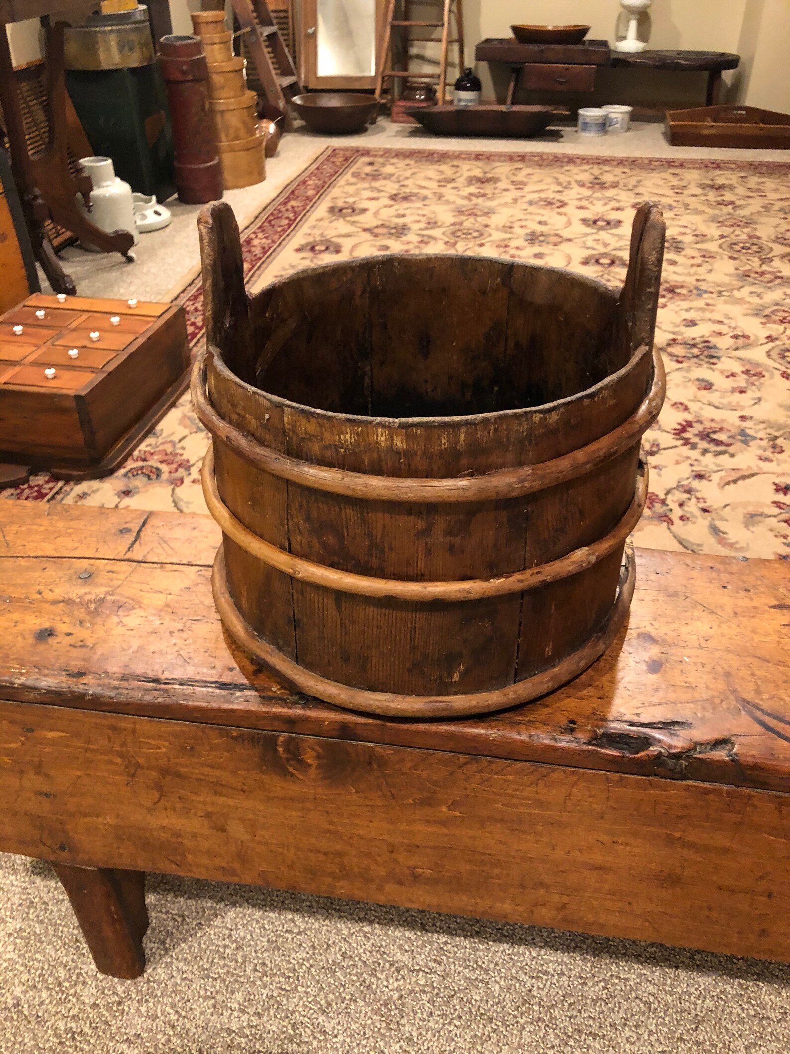 Acheter Seau En Bois Pour Puit Seau de puits en bois primitif antique avec des bandes | Etsy