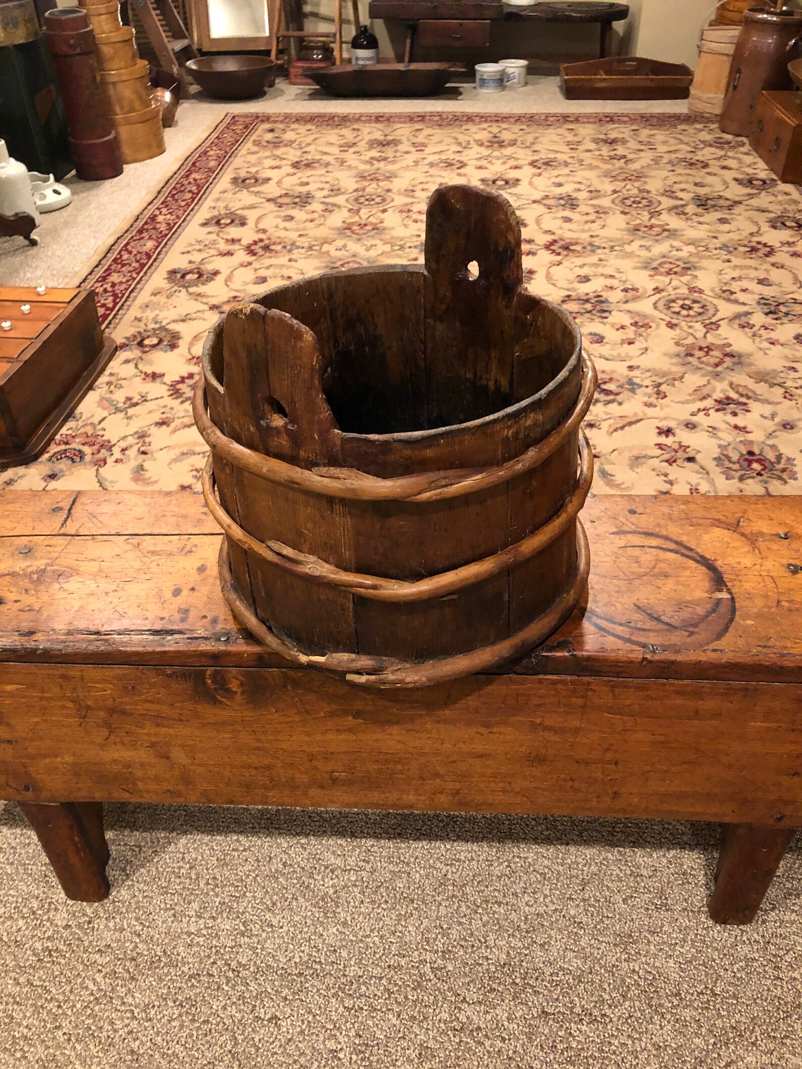 Acheter Seau En Bois Pour Puit Seau de puits en bois primitif antique avec des bandes | Etsy