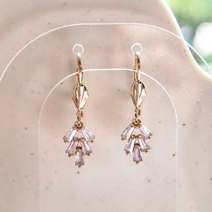 Ellie Earrings || Dainty Art Deco Cubic Ziroconia Elegant Bridal Wedding Sparkly Gold Earrings