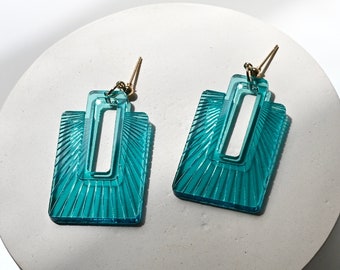 Radiator Earrings || Art Deco Acrylic Engraved Lasercut Earrings