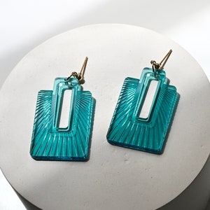 Radiator Earrings || Art Deco Acrylic Engraved Lasercut Earrings