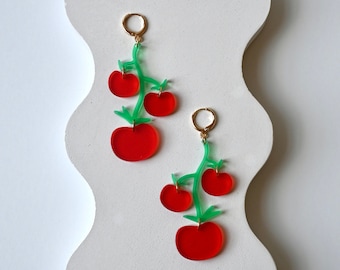 Tomato Earrings: Trendy Lasercut Acrylic Fruit Earrings