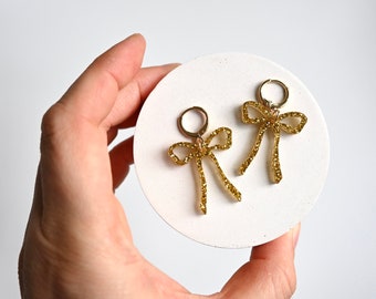 Bow Huggie Hoop Earrings: Trendy Acrylic Lasercut Earrings