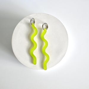 Mega Squiggle Huggie Hoops || Acrylic Lasercut Huggie Hoops | Huggie Charms Statement Unique Bold Squiggly Earrings