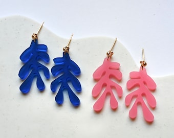 Coral Earrings || Matisse Inspired Abstract Modern Lasercut Acrylic Earrings