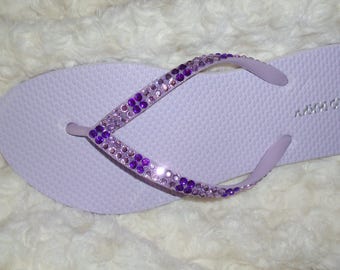 purple flip flops with rhinestones