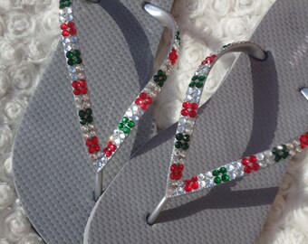 pink flip flops with bling