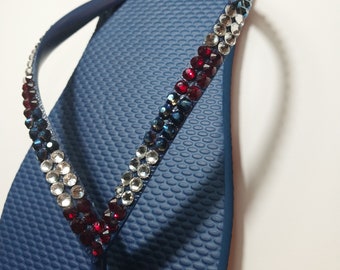 Patriotic Crystal Flip Flops