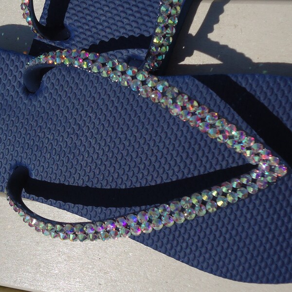 Blue Crystal Flip Flops-AB Or Diamond