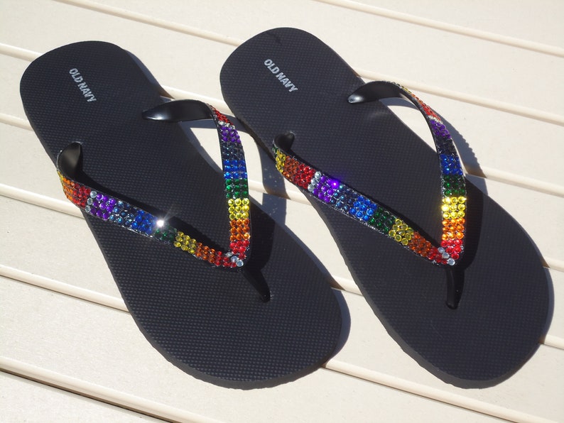 rainbow flip flops mens double layer