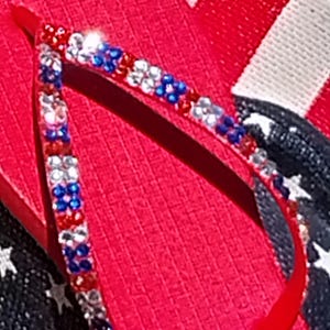 Red Patriotic Crystal Flip Flops
