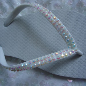 White Crystal AB Flip Flops